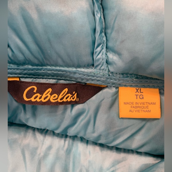 Cabela’s ~ Girls Hooded Duck Down Filled Jacket Turquoise Blue Size XL - Picture 8 of 12